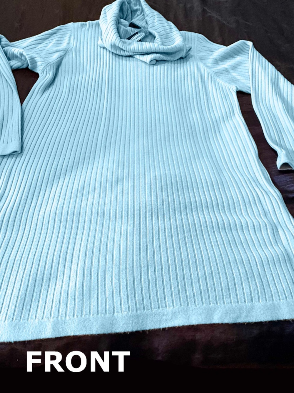 PULLOVER, KNIT, TWO NECKLINES: COWL & ROUND, POWDER BLUE, SIZE 2X, LONG,